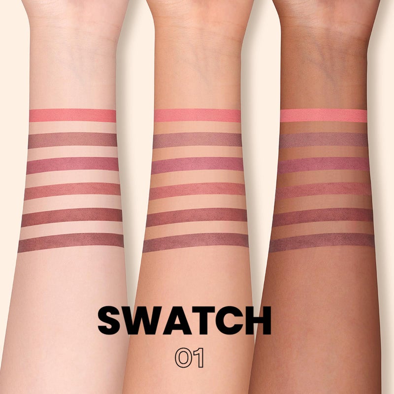 إريندي مجموعة أقلام تحديد الشفاه إيريندي نيود مات، 6 ألوان مع مبراة لتحديد ونحت الشفاه، قلم تحديد شفاه بني مقاوم للماء يدوم طويلاً ولا يتلطخ، 01 وردي موف نيود - Image 3